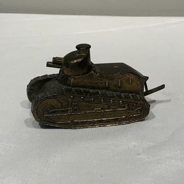 WWI Trench Art French Renault FT 17 Battle Tank Inkwell A.R. Made In France, collectible trench art, WW1 shelf decor, gifts for him 