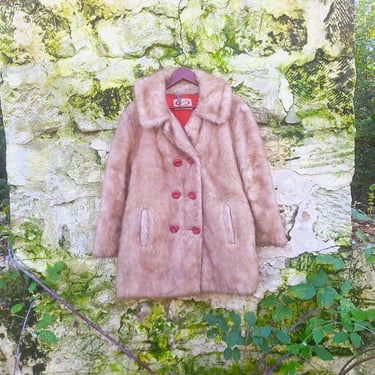 Vintage 1960's to 1970's Borg Faux Fur Insulated Button Jacket / Coat / L to XL 