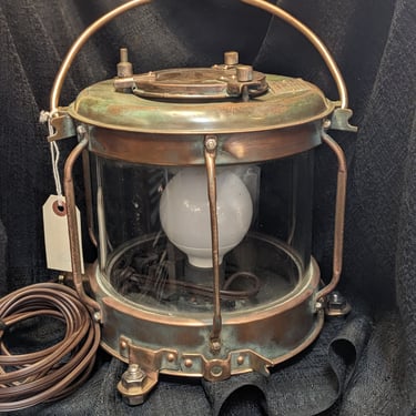Vintage Brass Japanese Marine Clear Lense Indicator Lantern