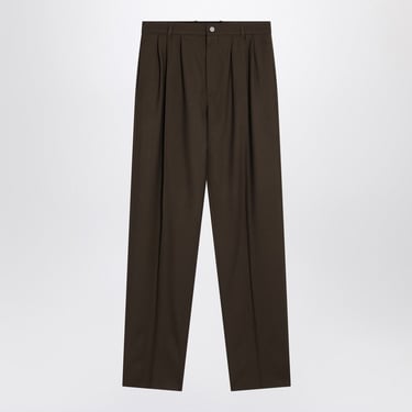 Saint Laurent Khaki-Coloured Wool Trousers Men