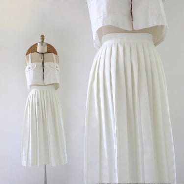 ivory library skirt - 28 - vintage 90s y2k off white cream academia prep school accordion midi classic size small 6 