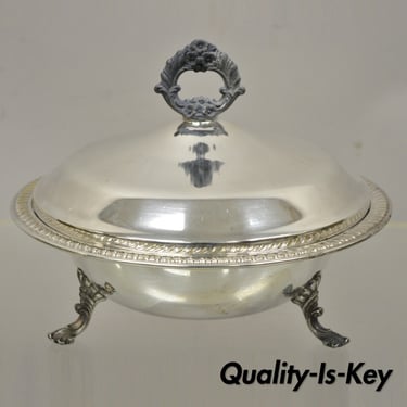 FB Rogers Silver Co 1158 Silver Plated Footed Covered Dish Serving Bowl