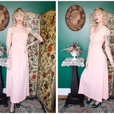 1970s Dress // Peachy Pink 2pc Maxi Dress // vintage 70s dress 