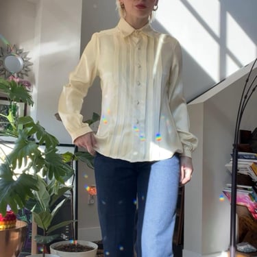 VTG 70s Prophecy Eggshell Cream Satin Blouse 