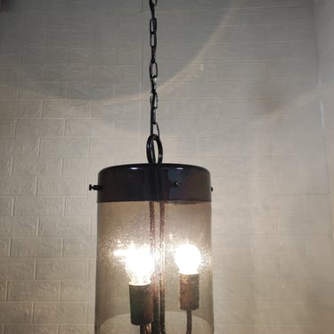 Vintage Pendant Lamp / Retro Glass Chandelier / Vintage Lightning/Modern Hanging Light / Mid Century Cooper Light / Smoked Glass Light/ 70s 