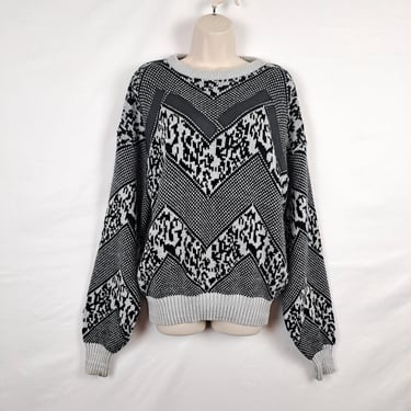 Vintage 80s / 90s Grey Monochrome Sweater 