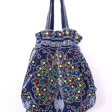 Peacock Beaded Tote