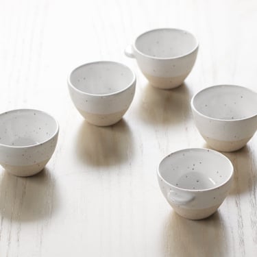 White Ceramic Espresso / Sake Cup - Mini Speckled Mug - Tiny Coffee / Tea Cup - Modern Handmade Pottery - Cafe Barista - Shot Glass 