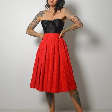 1950's Red High Waist Pleated Skirt