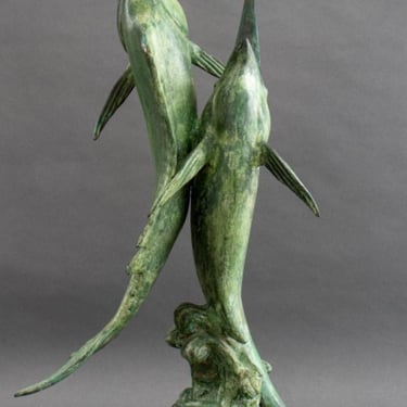 Patinated Bronze Dolphin Fountain, 20th C.