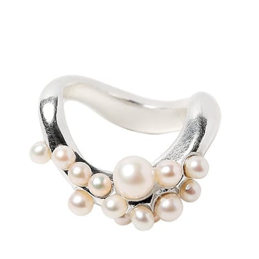 Beatriz Palacios Wave Pearl Cluster Ring - Silver