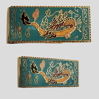 1970s Cloisonne Dragon Money Clip - Vintage Accessories 