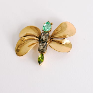 Oscar de la Renta Gold Dragonfly Brooch