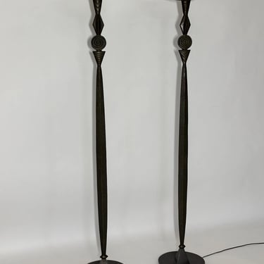 Pair Tom Corbin Bronze Floor Lamps, 1993