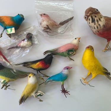 Vintage Spun Cotton Bird Collection, Wedding Decor, Bird Lover, Nature Designs, Crafting Arrangements, Wreath Making 