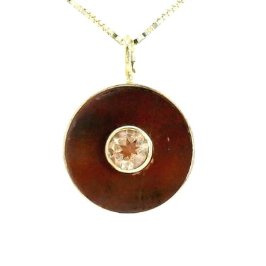 Petrified Wood  & Sunstone Cerclen Necklace