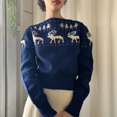 50s Wool Reindeer Sweater