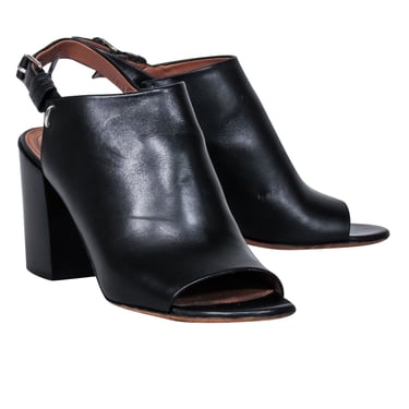 Givenchy - Black Leather Open Toe Block Heel Sz 8.5