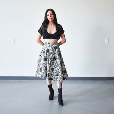 1950s Black & White Quilted Circle Skirt 