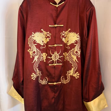 Burgundy &amp; Gold Tai Chi Uniform Shirt