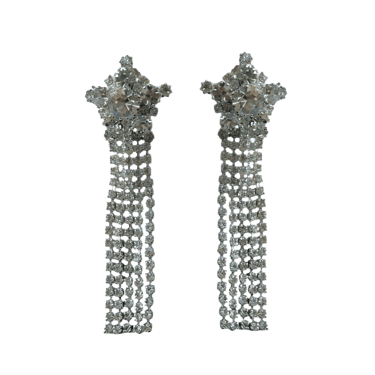 1950s Crystal Star Fringe Earrings