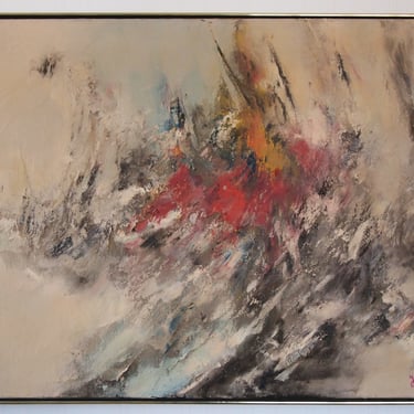 Original Vintage ABSTRACT EXPRESSIONIST PAINTING 37x49