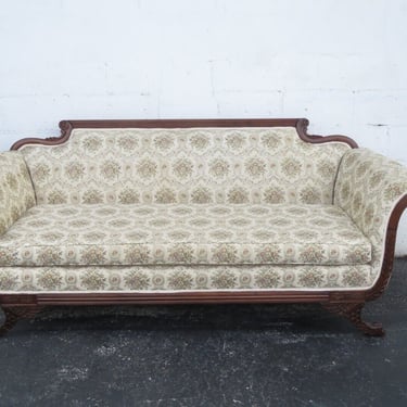 Duncan Phyfe Early 1900s Hand Carved Sofa Couch 3579