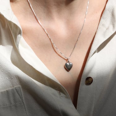 Vintage Sterling Silver Petite Heart Pendant Necklace