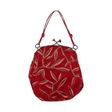 Prada Red Floral Print Kiss Lock Bag