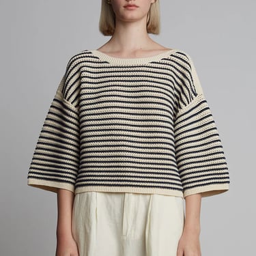 Elena Sweater - Ivory/Navy