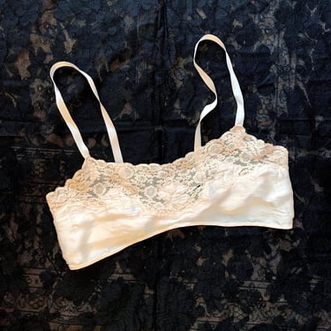 1930s Ivory Silk and Lace Bralette - Size XS