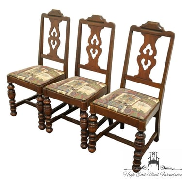 Set of 3 VINTAGE ANTIQUE European English Tudor Jacobean Style Dining Chairs 