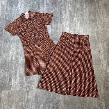 1930s playsuit set . vintage 30s playsuit and skirt . size small to s/m 