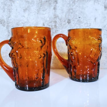 Pair of Adam and Eve Mugs by Erik Hoglund (Erik Höglund) for Boda Glass, Sweden - Naked People Mugs 
