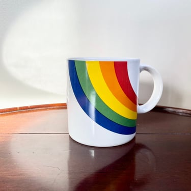 Vintage Rainbow Mug Coffee Cup, Made in Korea 1986, MCM Kitchen Home 