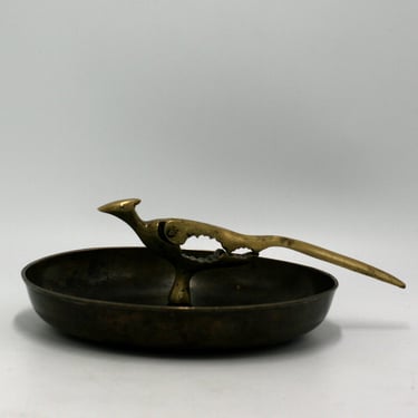 vintage Brass Bowl with Bird Nutcracker 