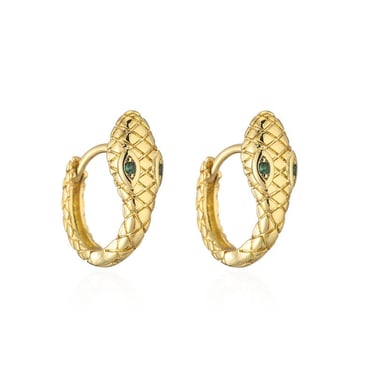 E092 gold hoop earrings, Snake earrings, snake jewelry, small hoop earrings, snake hoops, gold earrings, huggie earrings, gift for her 