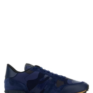 Valentino Garavani Men Multicolor Fabric And Leather Rockrunner Camouflage Sneakers