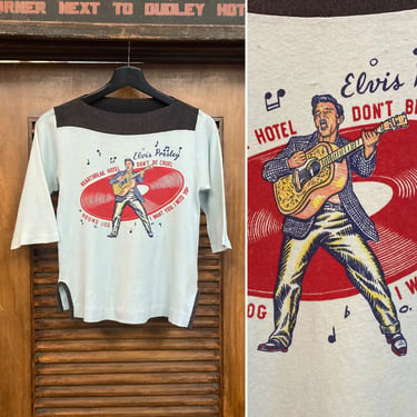 Vintage 1950’s Original Elvis Presley Rockabilly Cotton Song Titles T Shirt, 50’s Rock n Roll, Vintage Clothing 