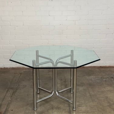 Chrome and glass Octogan dining table 