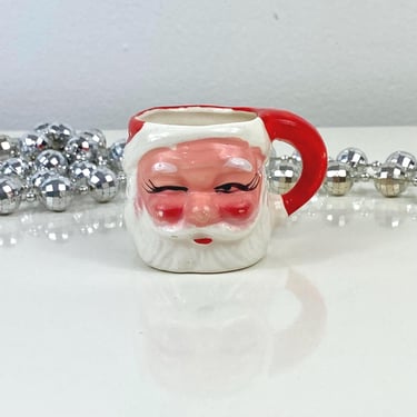 Vintage Winking Mini Santa Clause Face Mug, Ceramic Hand Painted Christmas Mug, Santa Face Christmas Mug, Ceramic hand painted Japan Santa 