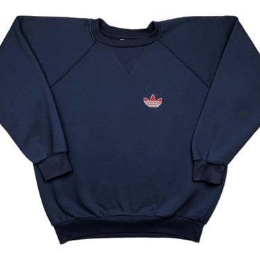 Vintage 80s Adidas Trefoil Logo Embroidered Crewneck Sweatshirt Pullover Size Large 