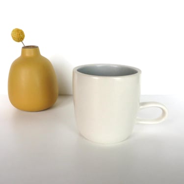 Heath Ceramics Studio Mug in Linen and Mist, Edith Heath White Body Ceramics Coffee Cup 