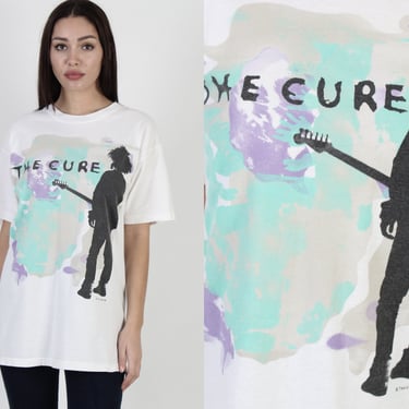 Vintage The Cure Band T Shirt / 1986 Boys Dont Dry Tour / White Cotton Double Sided Print / Mens New Wave Rock Tee L 