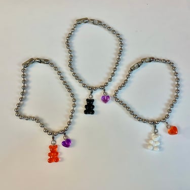Chunky charm necklace, mixed charm necklace, 90’s ball chain necklace, heart charm, teddy bear 