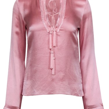 Andrew GN - Pink Silk Long Sleeve Blouse Sz S