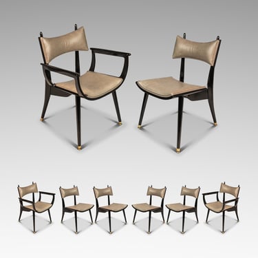 Rare Mid-Century Modern Set of Six ( 6 ) Architectural "Horn" Dining Chairs by Harold Schwartz for Romweber, USA, 1960s 