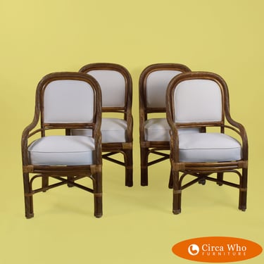 Set of 4 Twisted Rattan Arm Chairs