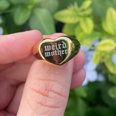 Weird Mother Gold Plated Heart Signet Ring