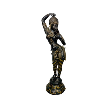 Vintage Bronze and Brass Hindu Goddess Daivika Apsara Applying Vermillion Statue (A Sculpture Inspired by Khajuraho) 